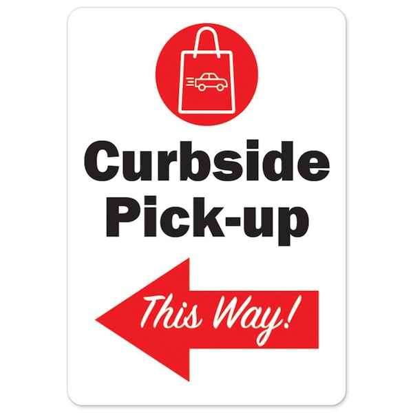 Public Safety, 48" H, Peel & Stick Wall Graphic, 36" x 48", Curbside Pick-up This Way Left Arrow